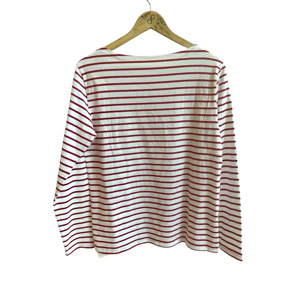 Lily Coco Red White Stripe Boat Neck Long Sleeve Cotton Womens Size L T Shirt - Picture 3 of 14